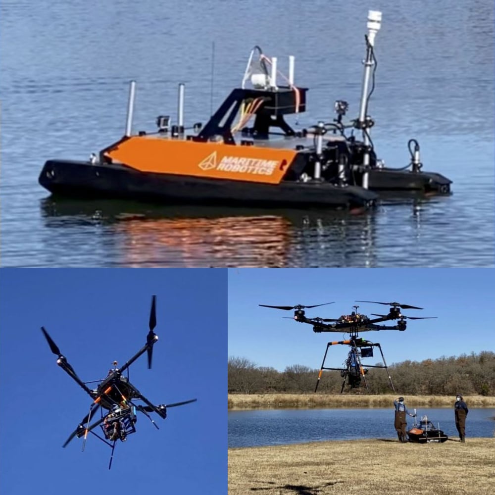 Collage of drone and boat